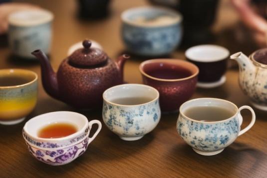 tea pots and cups AI gen